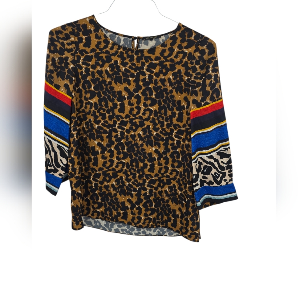 Kobi Halperin Harper Mixed Print 3/4-Sleeve Blouse Small - Picture 2 of 6